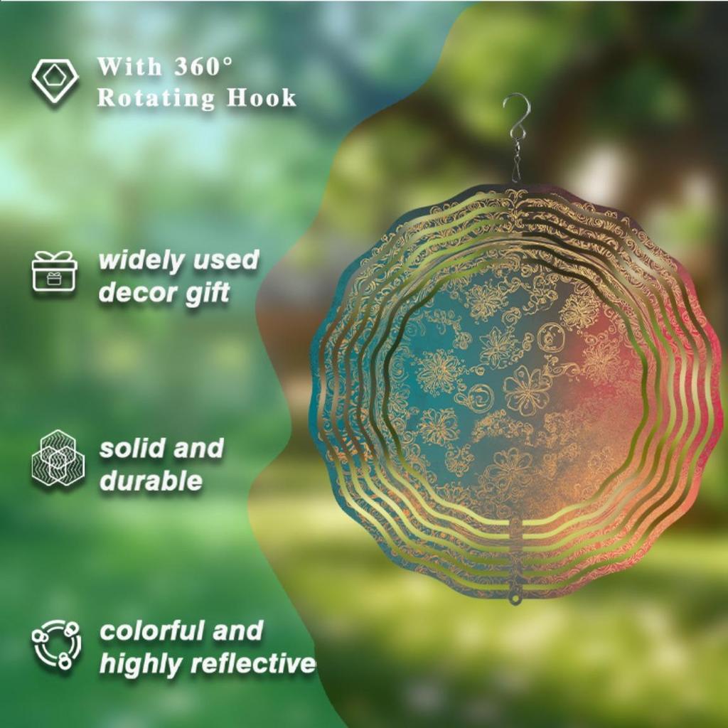 360 Degree Rotating Metal Wind Spinner for Outdoor Garden Decor with Intricate Floral Design and Vibrant Colors Perfect Gift for All Seasons