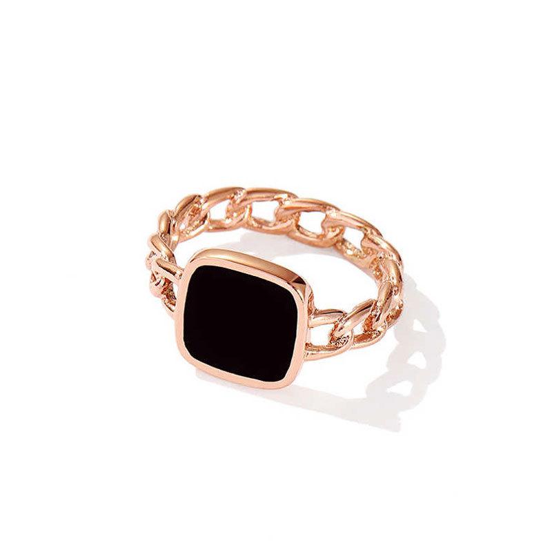 Purple Gold Chain Square Ink Color Gold Fashion Temperament Rose Gold Plated Live Ring