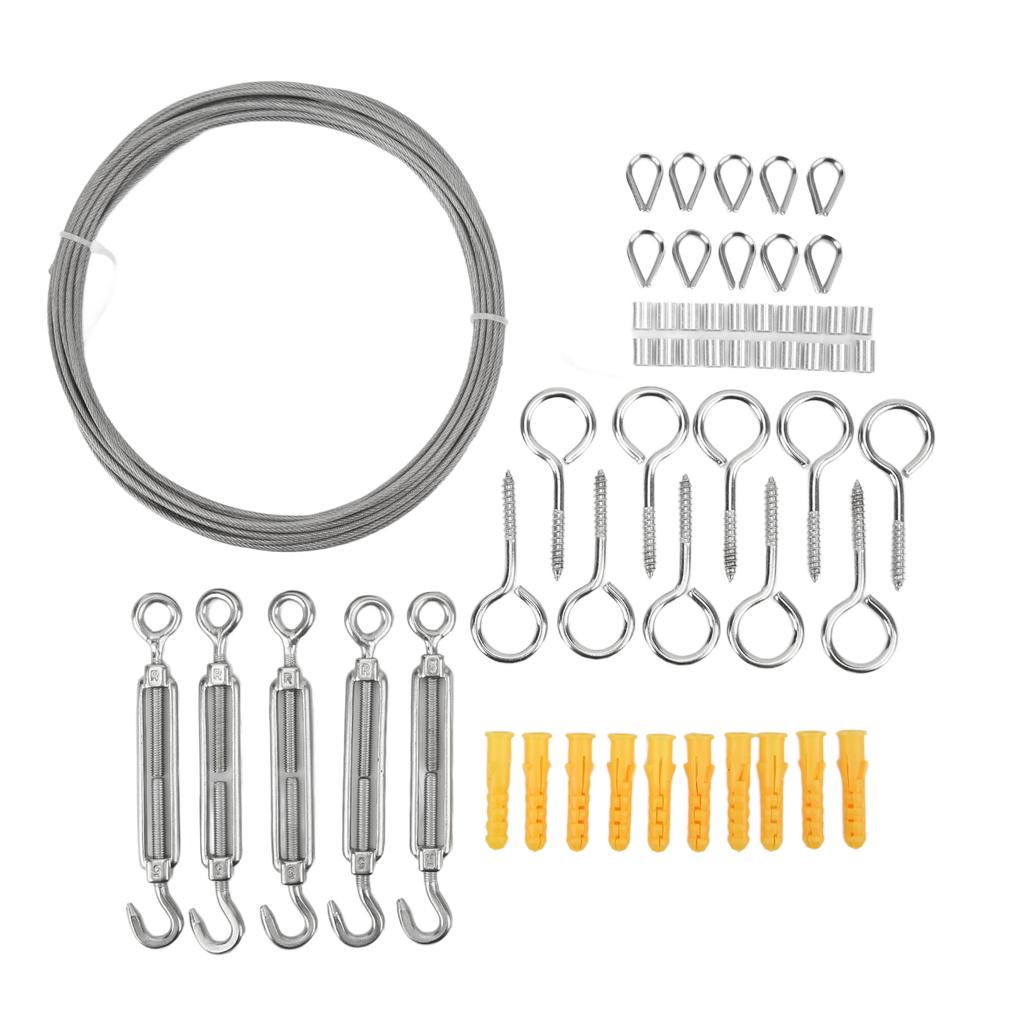 Rubber Coated Stainless Steel Wire Rope Kit String Light Hanging Kit Outdoor Garden Railing Cable Set