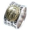 Silver One Sterling Silver 925 Miraculous Medal Flat Maria Ring for Men, Size 21 (z4)