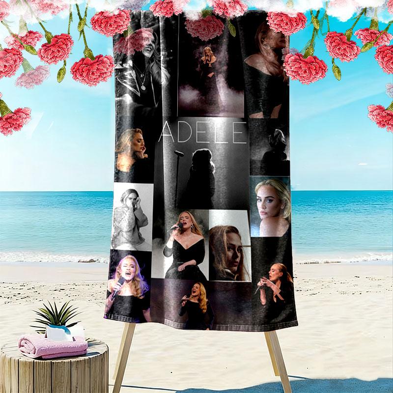 Soulful Adele Print Beach Towel, Large Soft Quick Dry Towel for Beach Camping Swimming