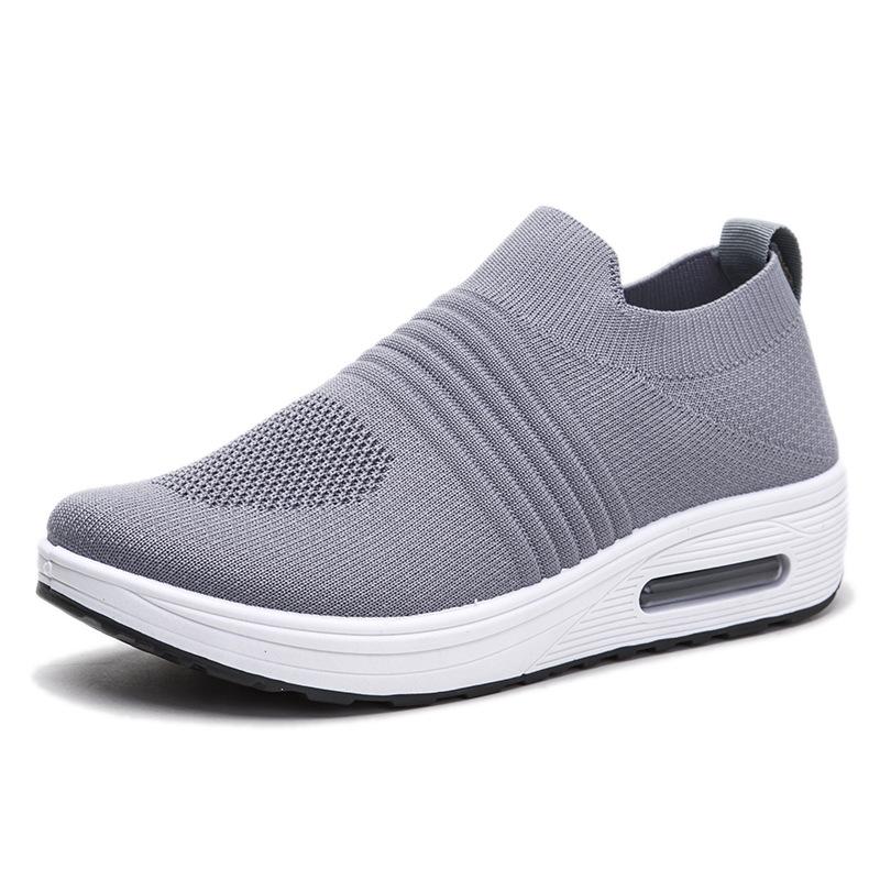 

Новые весенние туфли Shake, женские эластичные носки, летающие тканые туфли, обувь на воздушной подушке, женская повседневная обувь без шнуровки для ленивых 40 серый