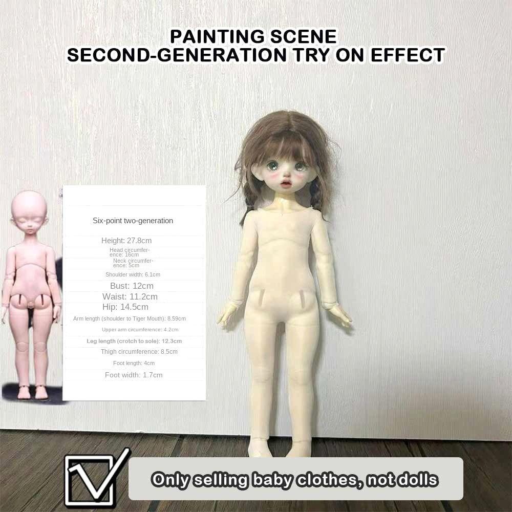 White Cotton Pajamas Cute Doll Sleep Clothes for 1/3 1/4 1/6 BJD 30/45/60cm Dolls