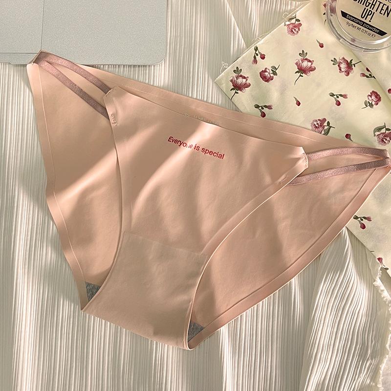 One Piece Ice Silk Seamless Underwear for Women Sexy Slim Strap Low Waist Briefs Skin Friendly Pure Cotton Crotch Breathable Girls' Triangle Panties