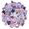 50 Purple Cartoon Graffiti Stickers for Suitcase, Water Bottle, Skateboard, Refrigerator - Waterproof and Mixable Decals