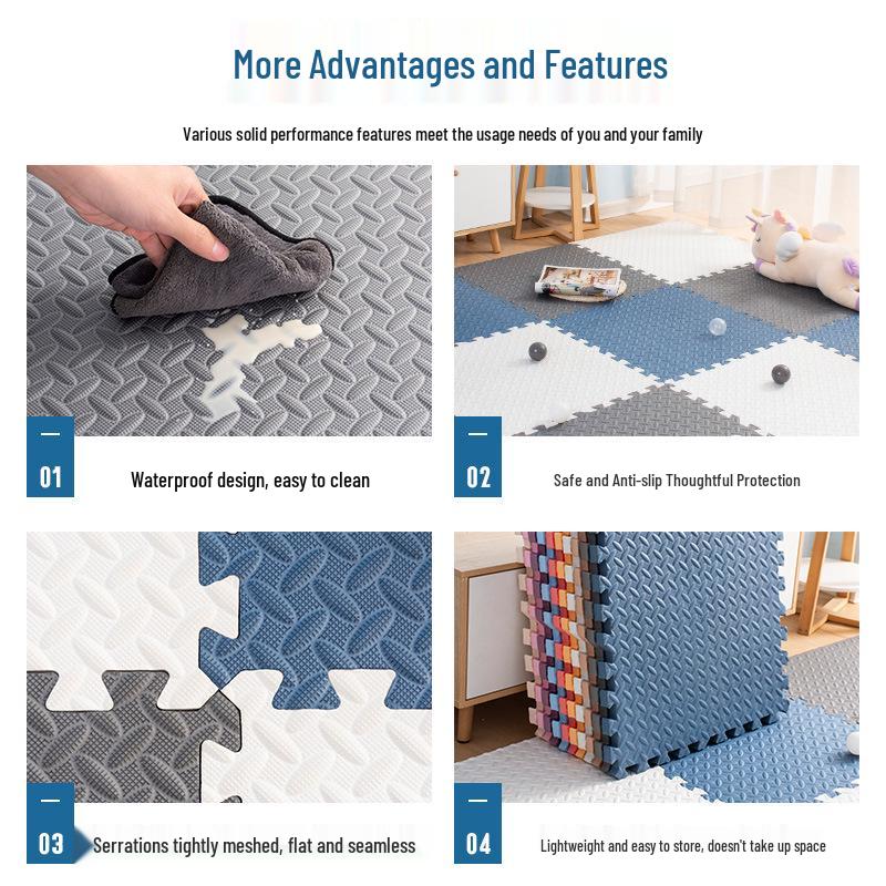 Eco-friendly EVA Foam Interlocking Baby Crawling Mat - Foldable & Anti-Fall Mat for Kids
