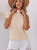 2025 Women's High Neck Short Sleeve Ribbed Knit Pullover – European & American Fashion