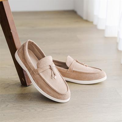 Sapatos Casuais Masculinos da Moda Couro de Camurça Genuíno Homens Clássico Estilo Britânico Mocassins com Borlas Mocassins Masculinos Flats para Dirigir ao Ar Livre