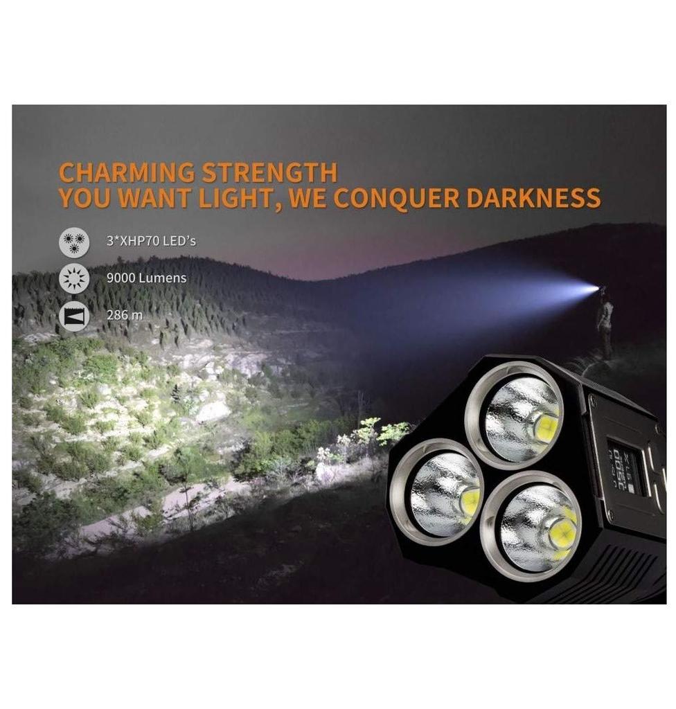 FENIX TK72R XHP70 LED Tactical Up To 9000 USB Rechargeable Flashlight, Lumens,