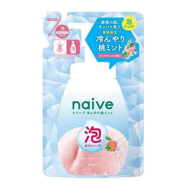 

Kracie Naive Foaming Body Soap Cool Peach Mint Pump Type 600ml Refill 480ml Refill 480ml