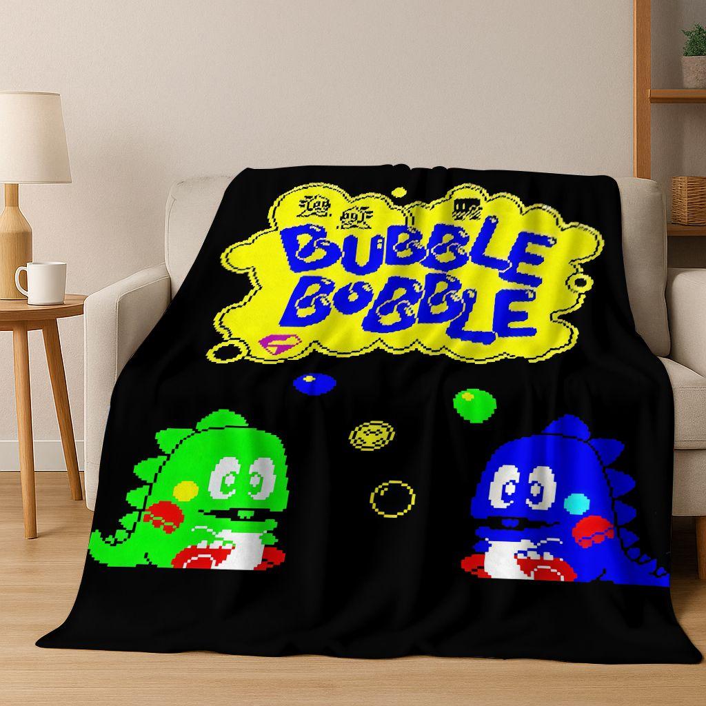 3D Retro Game Bubble Bobble Cartoon Flanellen Deken, Gezellige Zachte Plaid voor Huis Slaapkamer Bed Bank Picknickhoes Cadeau Kinderen