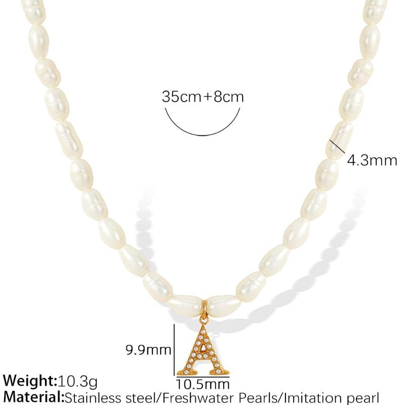 Meier French vintage court style unique freshwater pearl 26 letter pendant - titanium steel