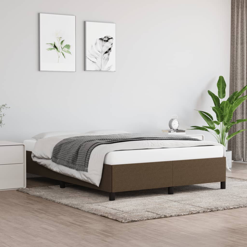 Vidaxl Bed Frame Without Mattress, Dark Brown, 140X190 Cm, Fabric