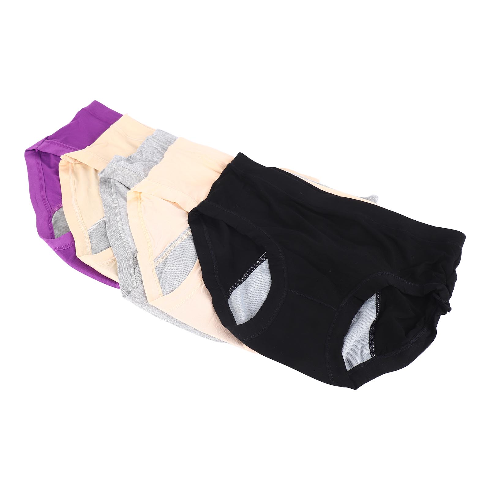 

Women Menstrual Period Underwear Mid Waist Soft Three Layers Leak Proof Easy to Clean Underwear 5 Pcs Free Size