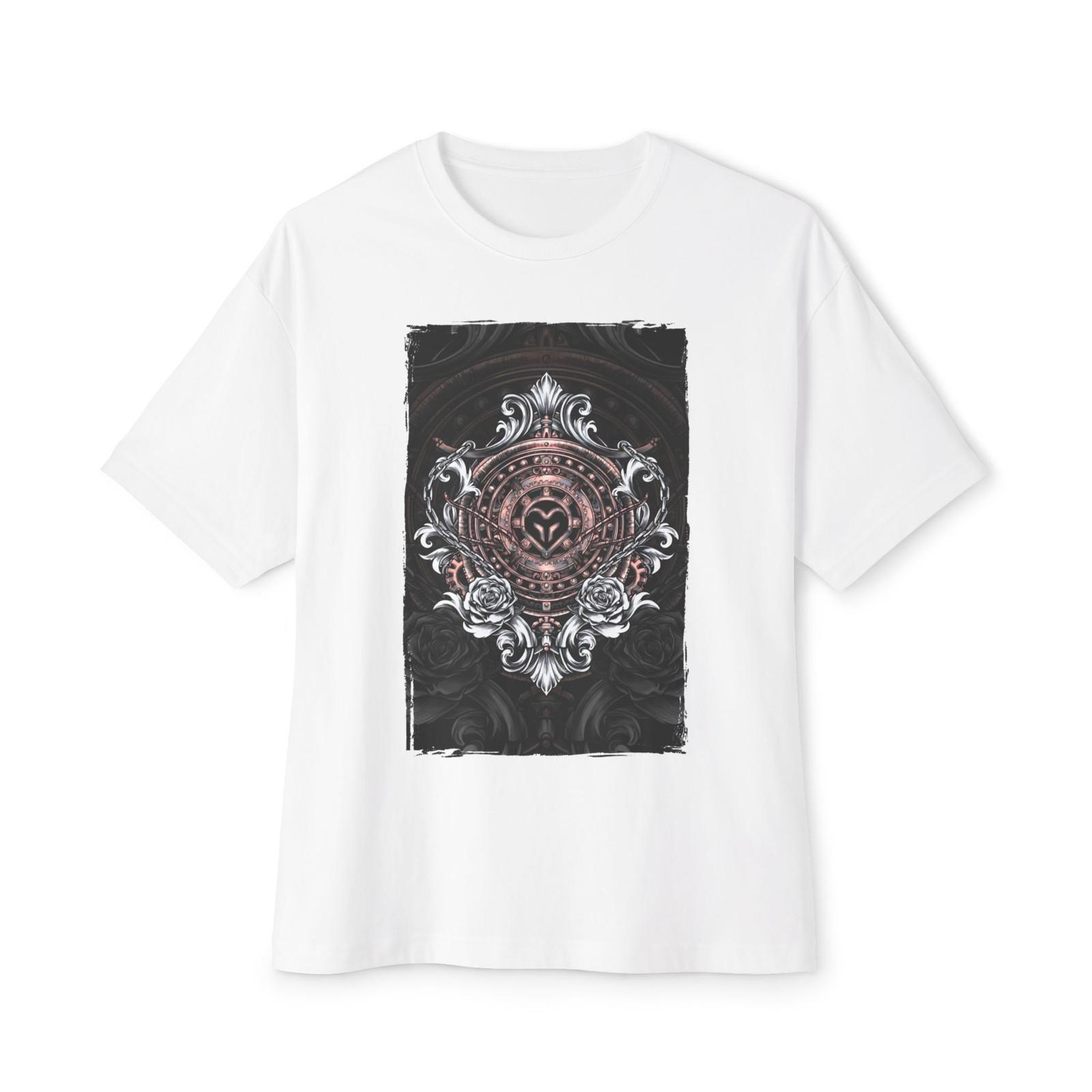Ornate Rose Crest T-Shirt Gothic Floral Emblem Steampunk Graphic S разноцветный