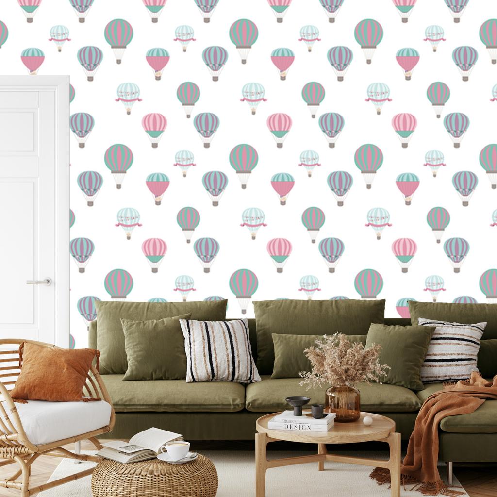 Wallpaper Colorful Vehicles Balloons for Living Room and Bedroom 50x1000