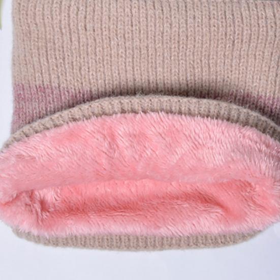 Yousheng 2 Pcs/Set Men Winter Hat Neck Warmer Thick Knit Stretchy Contrast Color Ear Protection Keep Warm Daily Wear Dome Cap Outdoor Skiing Skating