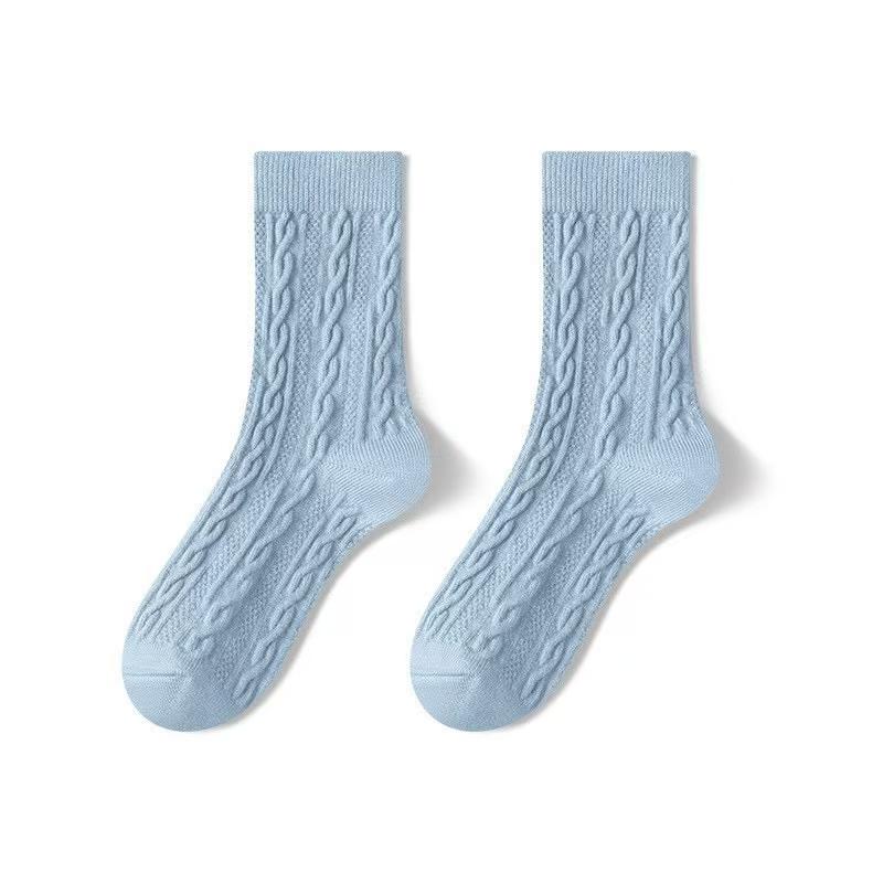 2/3/5 Pairs Autumn and Winter Women's Wool Socks Solid Color Thick Warm Socks Soft and Comfortable Socks