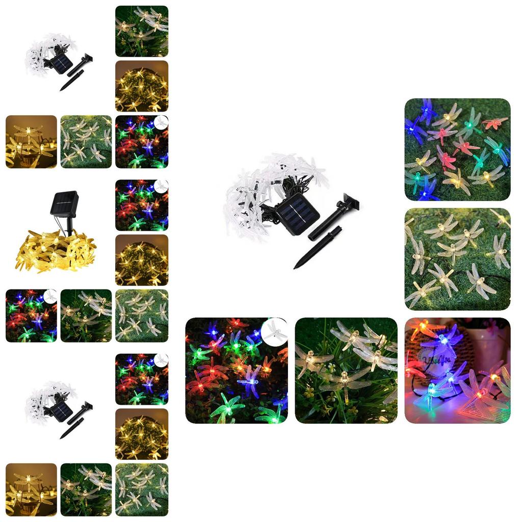 Oszałamiające 20 diodowe lampki solarne w kształcie ważki i motyla do dekoracji ogrodu