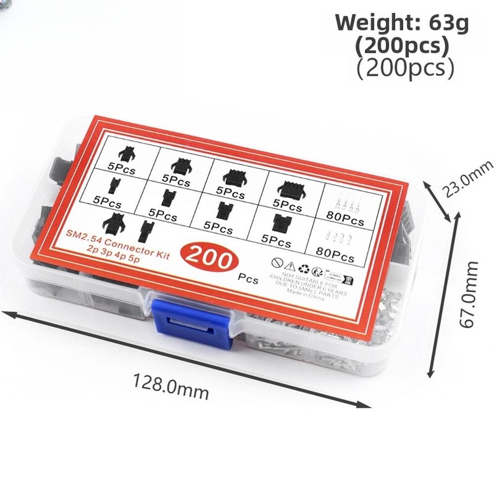 200pcs 2.54mm Terminal Connector Kit With 2P 3P 4P 5P Male Female Header For Electrical Equipment Accessories