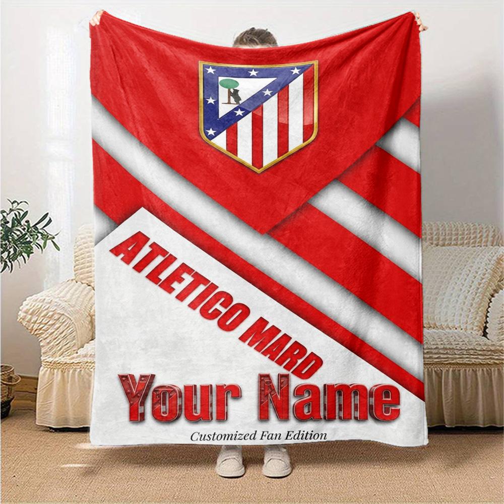 Name Custom Atletico Madrid Print Flannel Blanket High Quality Warm Comfortable Cover for All Seasons Perfect for Gifts Home Decor