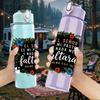 1PC Floral Wreath Quote Text 750ml Color Plastic Sports Water Bottle Leakproof Flip Straw Lid For Sports Office Home Use
