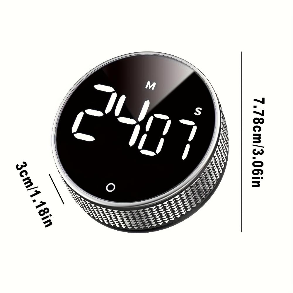Minuteur de cuisine rond élégant, Outil de gestion du temps rotatif avec lumière LED, Pour la cuisine, la pâtisserie, le sport, Essentiel pour le dortoir, Cadeau créatif pour la fête des mères
