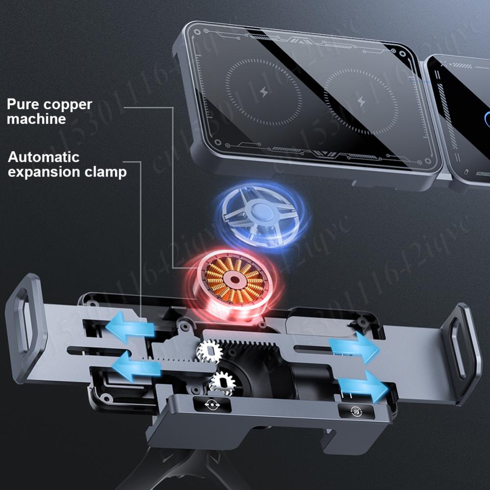 New Dual Coil Foldable Phone Holder Car Wireless Charger 15W Fast Charging Car Vent Phone Mount Holder for Smartphone/Pad/Phone