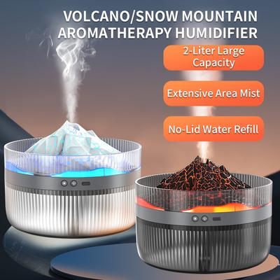 Vulkan Aromatherapie Maschine Multifunktions Flammen Luftbefeuchter 2L Großes Fassungsvermögen Parfüm Diffusor Atmosphäre Nachtlicht Kühle Nebel