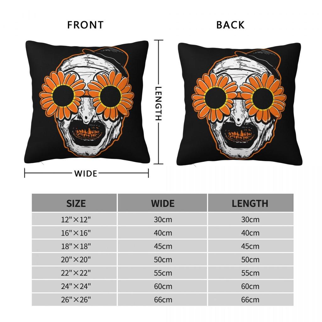 Horror Clown Movie Art Terrifier Pillowcase Double-sided Printing Fabric Cushion Cover Decor Throw Pillow Case Cover Home Zipper