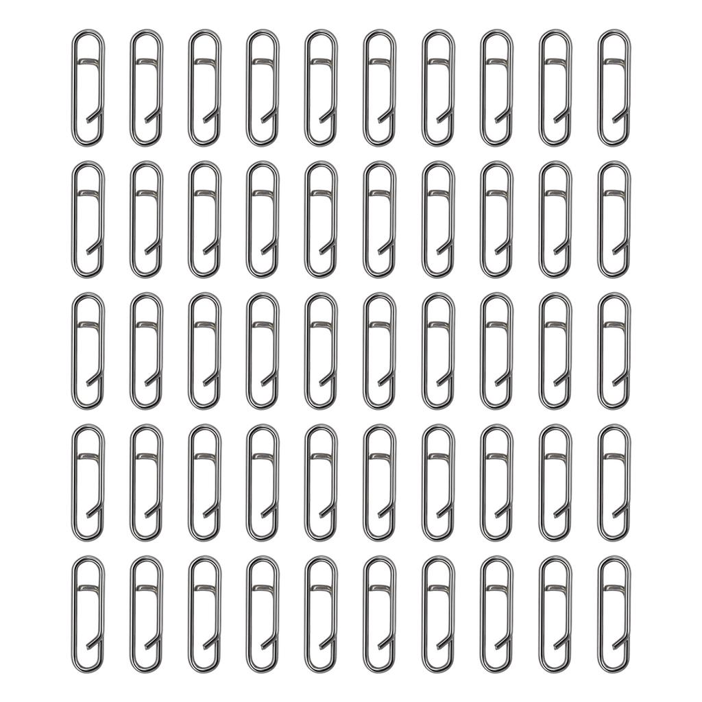 50Pcs Power Fishing Clips Link Split Rings Snaps Stainless Steel Quick Change Connector for Lures Fishing Clip Connector