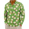 Men's Casual Christmas Print Button Long Sleeve Shirt