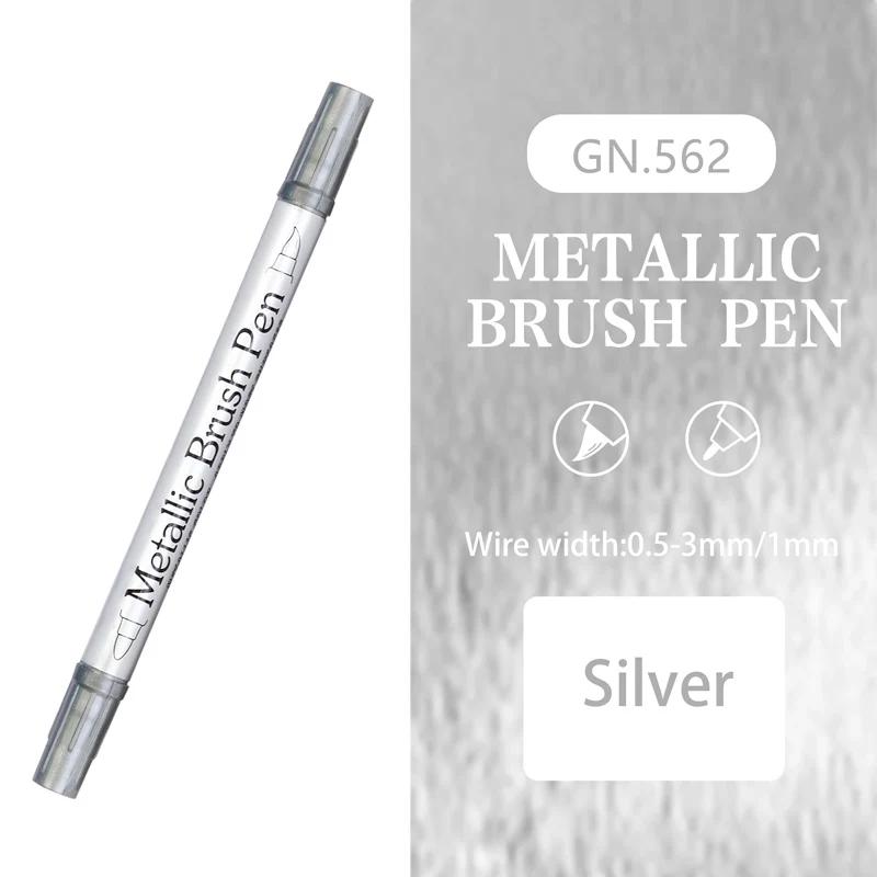 Çift Başlı Renkli Metal Suya Dayanıklı Kalıcı Boya İşaretleyici Kalemler Altın Gümüş Renk DIY Sanat İşaretleyici Kalem Sanat Boyama Malzemeleri İçin