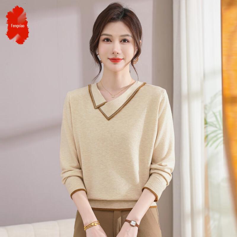 Elegant Women s Spring V-Neck Knit Pullover XL