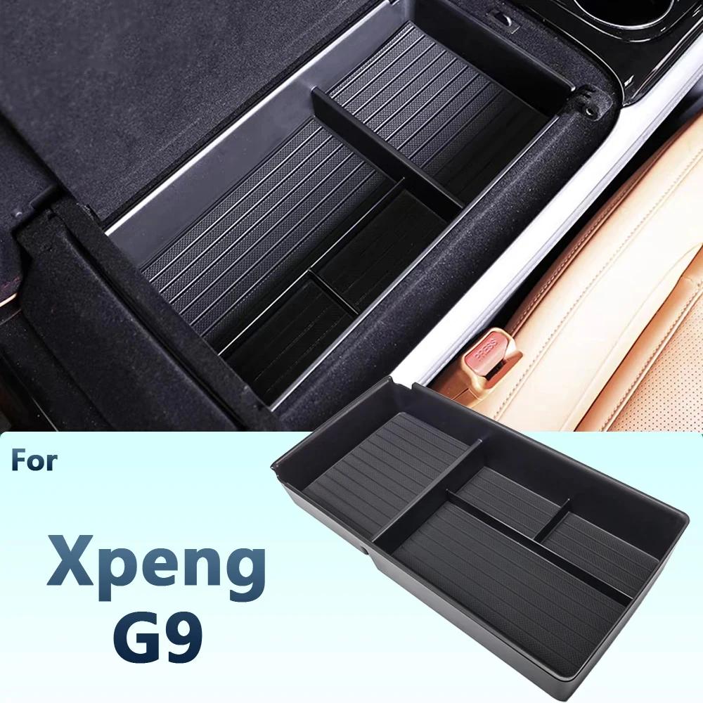 Für Xpeng G9 Auto Armlehne Aufbewahrungsbox Mittelkonsole Organizer Behälter Münzfach Brillen Aufbewahrungsbox ABS Gummi Matte Zubehör