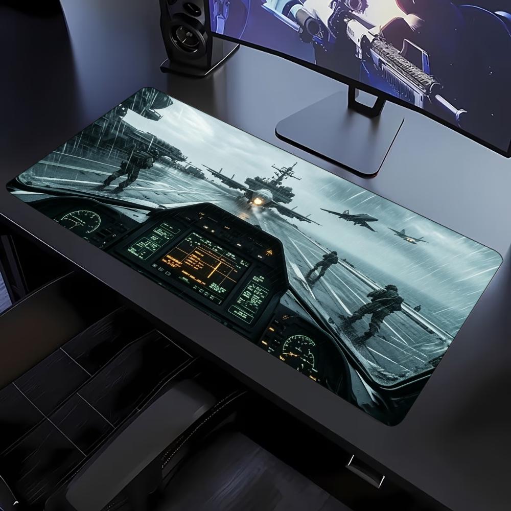 Large Extended Military Aircraft Cockpit Mouse Pad Thick Non‑Slip Rubber Mat For Precise Mouse Control Gaming Laptop Computer