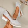 Fashion Women Platform Sneakers Autumn Comfortable Wedge Pointed Toe Loafers Shoes for Women Fashion Sequins Shallow Plus Size Sneakers