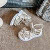 Baby Mädchen Heißer Verkauf Sommer Kinder Prinzessin Sandalen Mode Kristall Reißverschluss Elegant Weich Party Schleife Flach Kinder Lauflernschuhe