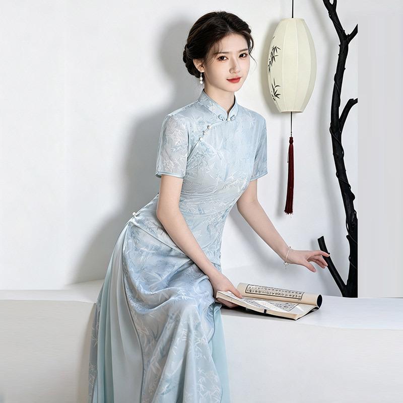 Aodai national style new Chinese Suzhou cheongsam improved young women's clothing high sense daily wear dress summer