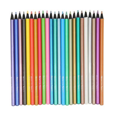 24 Pezzi Matite Colorate 24 Colori Metalliche Fusto in Legno Matite Colorate per Scarabocchiare Manuale