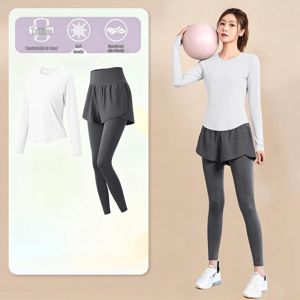 Women's High-End Short-Sleeve Sport T-Shirt & Fitness Set - Breathable, Quick-Drying Yoga and Running Wear
