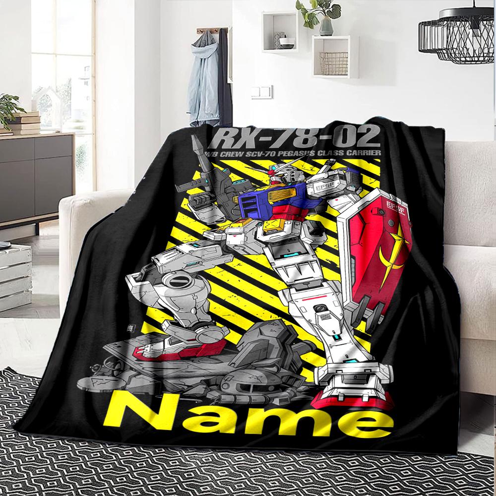 Customiz Name Personality Gundam Blanket Soft &Warm Sofa Office Bed Travel Lunch Break Blanket, Gift Suitable All Seasons
