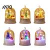 Portable Festive Night Lamp Christmas Tree In Dome with LED Light Mini Cedar Light Up Cute Winter Home Decor Ornament Battery Powered Decorative