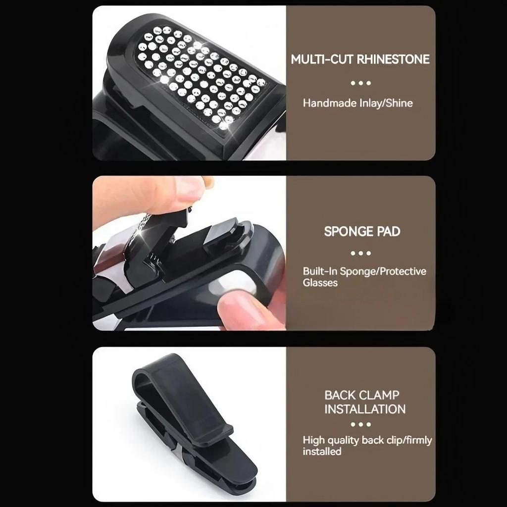Xiaomi Car Sunglasses Holder Clip with Diamonds Multifunctional Glasses Case Sun Visor Card Organizer Car Interior Accessories Storage