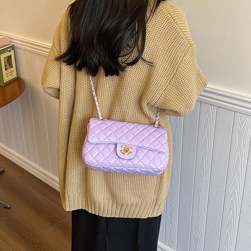 New Women's Bag New Simple and Fashionable Diamond Shoulder Messenger Bag Small Square Bag