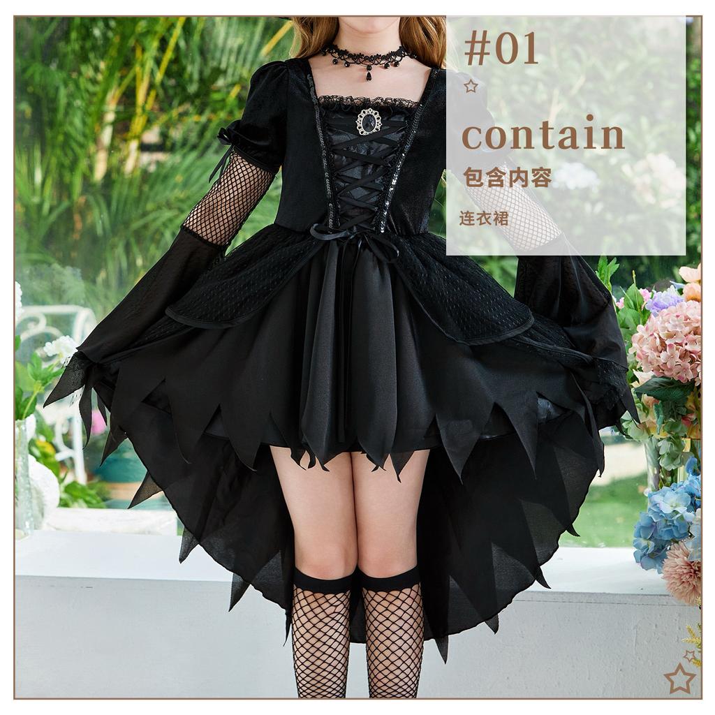 20.26 million Halloween Children's Witch Costume Stage Performance Costume Girls Vampire Magic Witch Mesh Dress