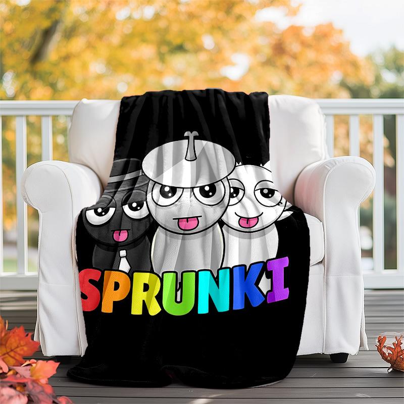 1pc SPRUNKI9 Theme Blanket - Digital Print, Polyester, Cozy for All Seasons, Perfect for Outdoor, Camping, and Travel