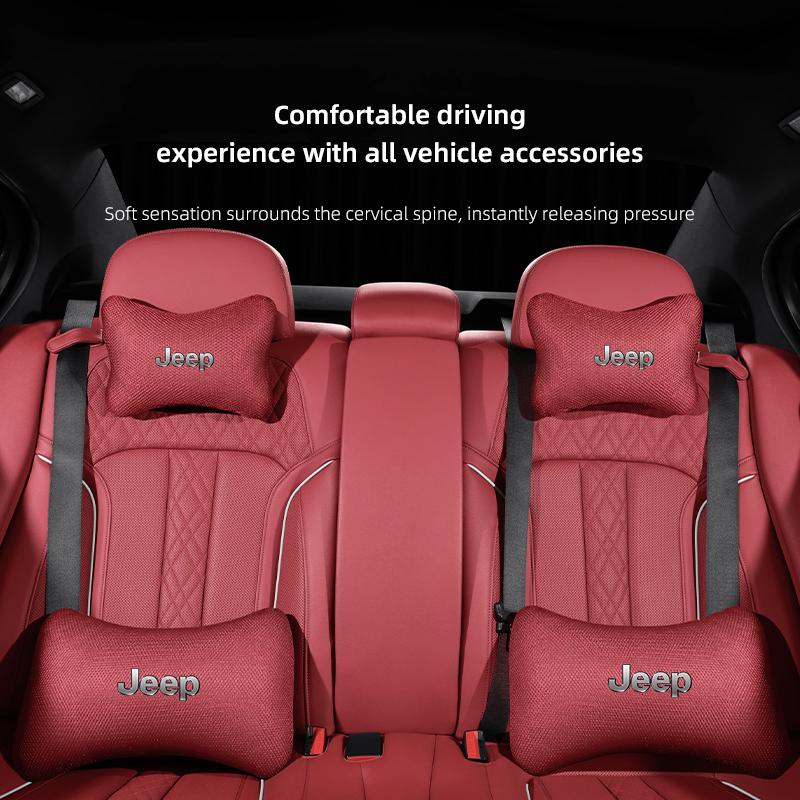 Car Headrest Breathable Ice Silk Neck Pillow Lumbar Back Cushion For Jeep Grand Cherokee Wrangler JK Gladiator Compass Renegade