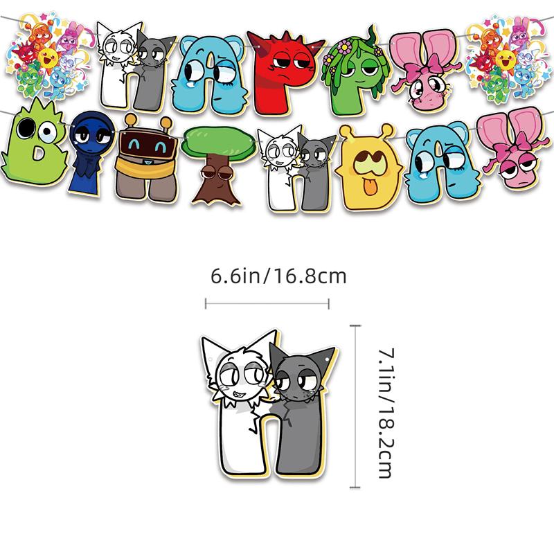 Rhythm Box Sprunki Birthday Theme Party Decoration Children's Birthday Party Decoration and Arrangement Supplies