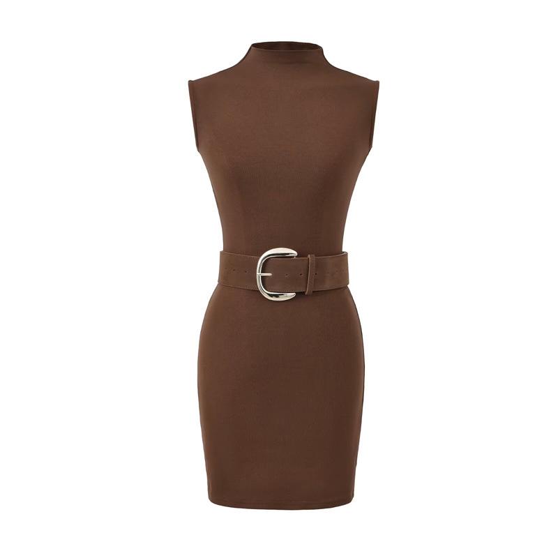 Women's Slimming Retro High-Neck Sleeveless Bodycon Dress